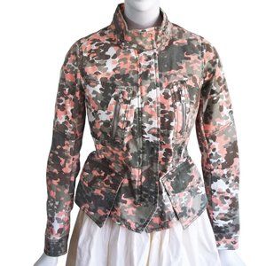 BUCKAROO Camo Drawstring Waist Funnel Neck w Snaps Cotton Utility Cargo Jacket S